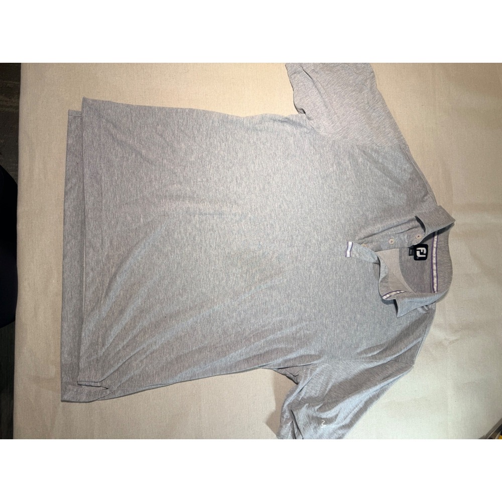 FootJoy Mens ProDry Heather Grey Golf Polo Shirt Short Sleeve Size L